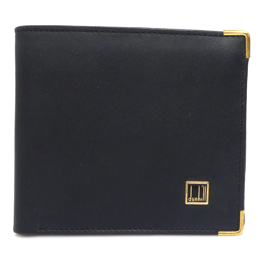 ダンヒル Dunhill 二つ折り財布 レザー ブラック メンズ【中古】 h32130a
