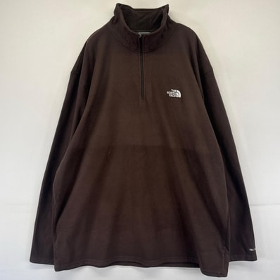 古着 ザ・ノースフェイス THE NORTH FACE フリース トレーナー ハーフジップ ワンポイントロゴ 大きいサイズ 2XL ブラウン系 メンズ