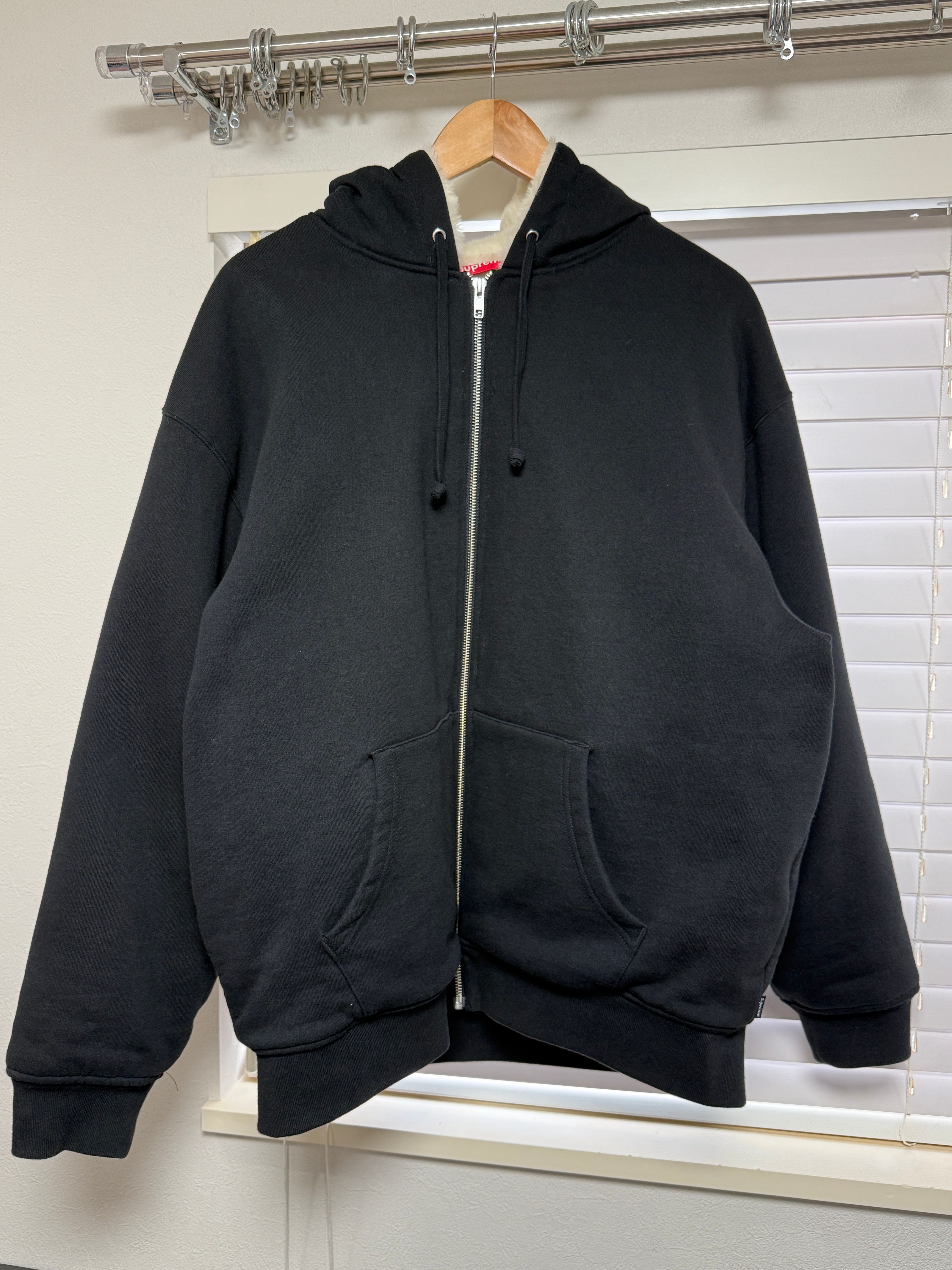 Supreme Faux Fur Lined Zip Up Hooded Sweatshirt "Black"