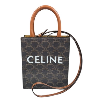 セリーヌ ミニバーティカルカバ トリオンフ ショルダーバッグ コーティングキャンバス 194372 ブラウン レディース CELINE 中古