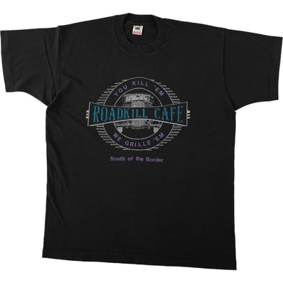 古着 90年代 フルーツオブザルーム FRUIT OF THE LOOM ROADKILL CAFE アドバタイジングTシャツ USA製 メンズXL相当 ヴィンテージ/eaa667020