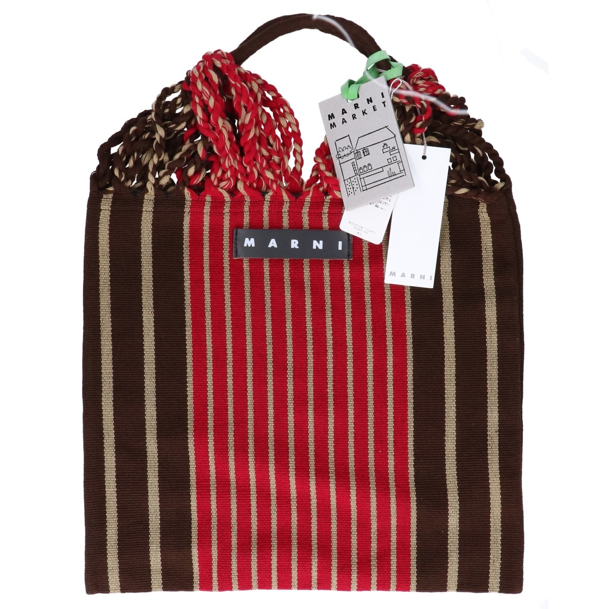 マルニ 【新品同様】SHMH0009A0 MARKET HAMMOCK BAG ストライプ マーケット ハンモックバッグ/