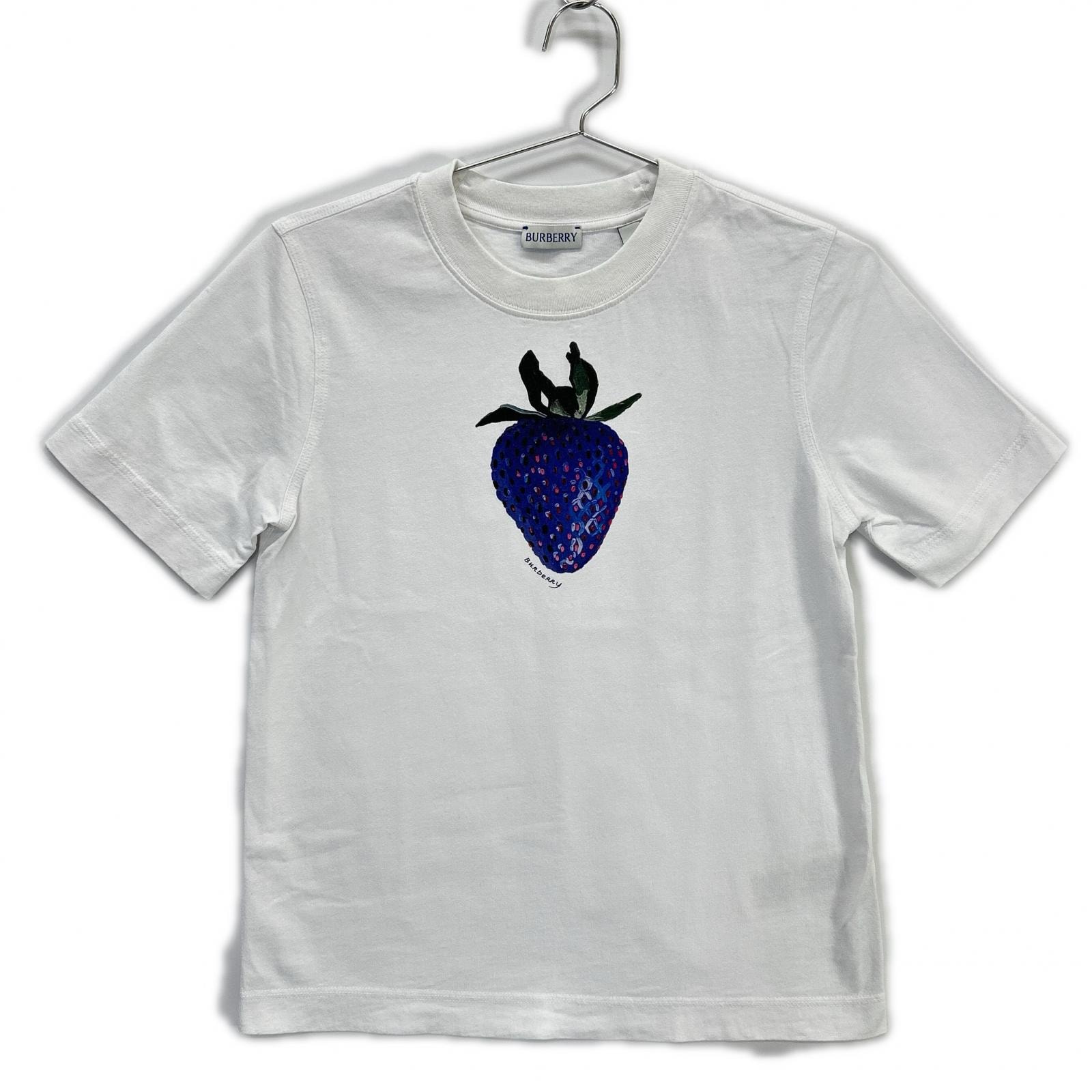 バーバリー ダニエルリー期 8089368 ストロベリープリント ホワイト クルーネックTシャツ S