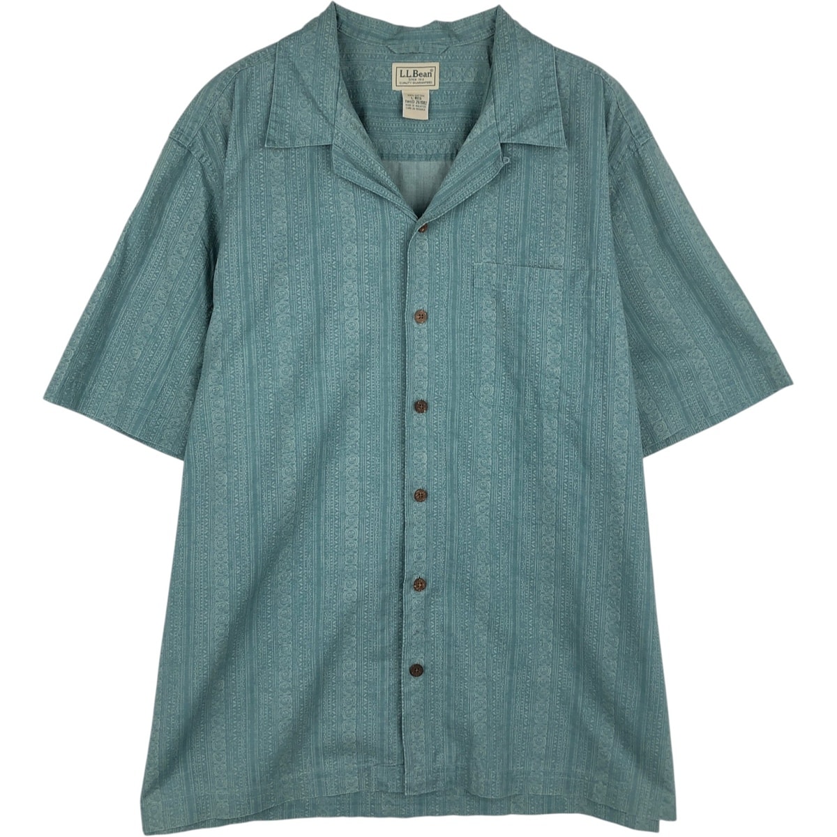 古着 90~00年代 エルエルビーン L.L.Bean 総柄 半袖 オープンカラー コットンシャツ ボックスシャツ メンズL相当 ヴィンテージ/eaa641416