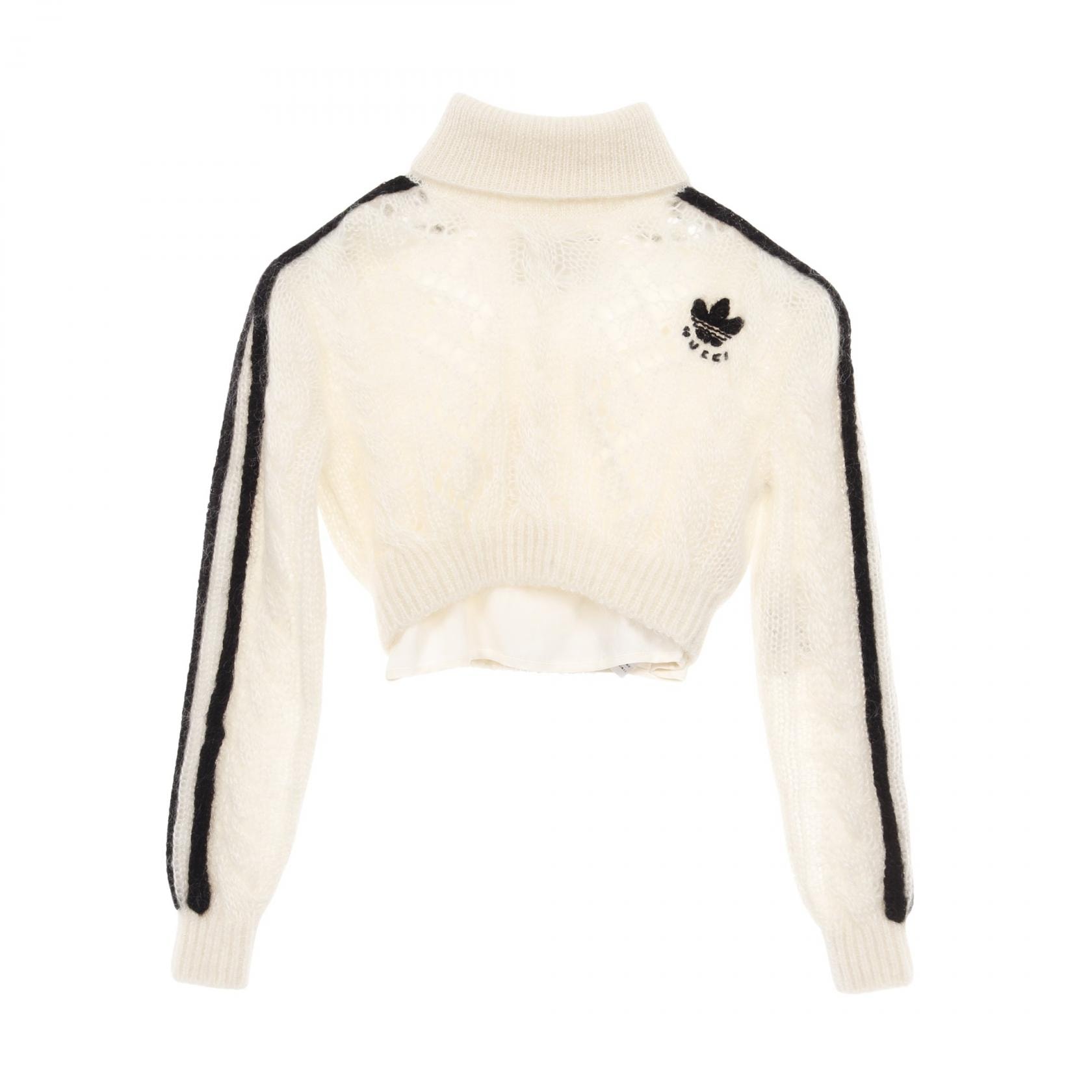 グッチ GUCCI GUCCI × adidas ニット 衣料品 トップス ウール モヘヤ / ナイロン レディース アイボリー系 / ブラック系 【中古】