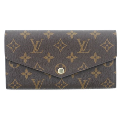 【値下げ】LOUIS VUITTON ルイ・ヴィトン ポルトフォイユ サラ モノグラム 長財布 M62236 モノグラム レザー ブラウン フューシャ レディース【中古】