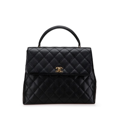 シャネル マトラッセ ココマーク ハンドバッグ ブラック キャビアスキン レディース CHANEL 【中古】