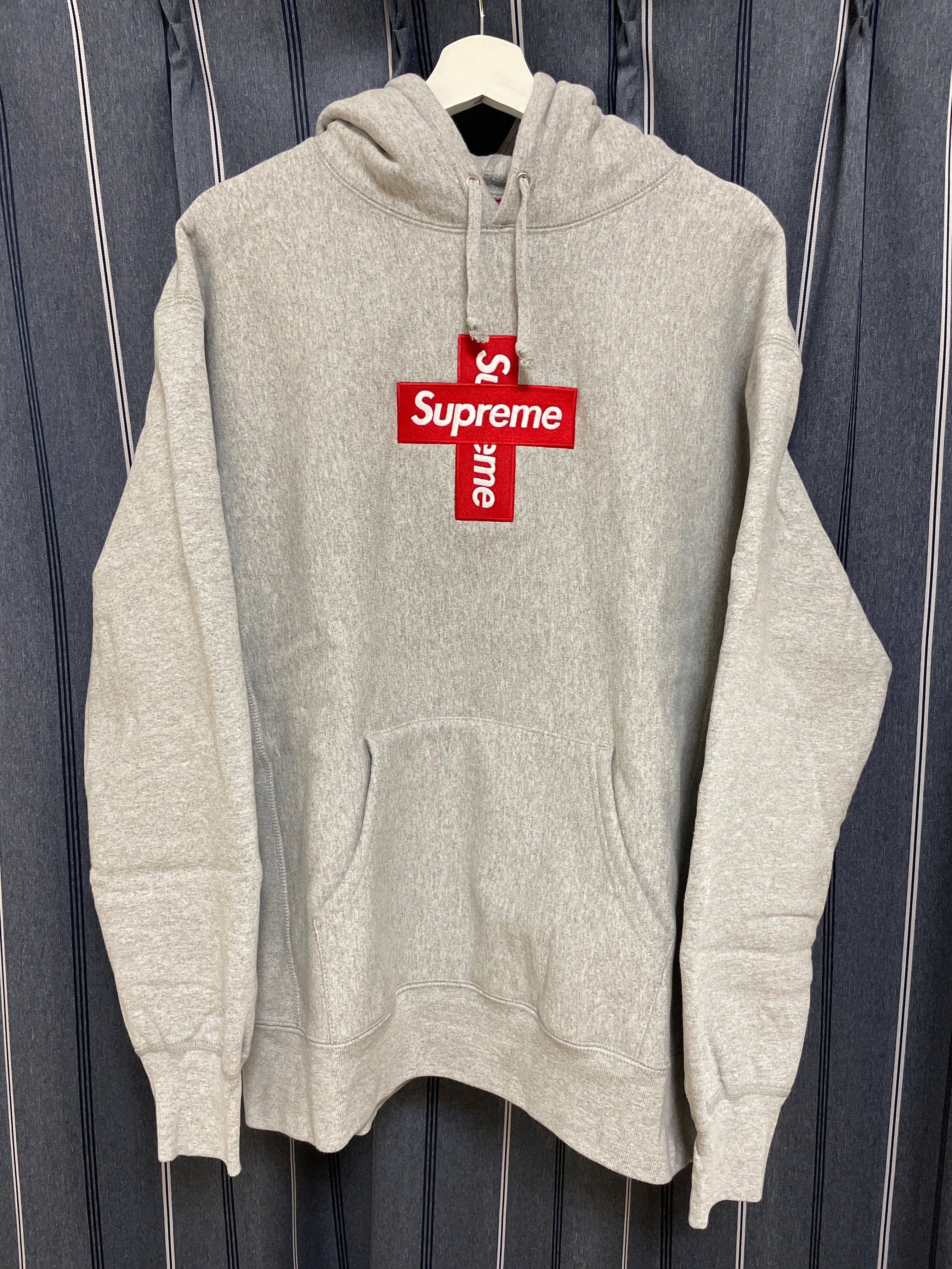 Supreme Cross Box Logo Hooded Sweatshirt "Grey"
