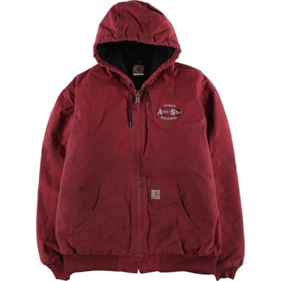 古着 カーハート Carhartt アクティブジャケット Accu-Steel Buildings アドバタイジング 中綿入り ダックフルジップパーカー メンズXL相当/eaa626252
