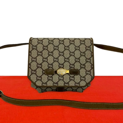 GUCCI グッチ グッチプラス ロゴ 柄 レザー PVC ショルダーバッグ ブラウン
90569
