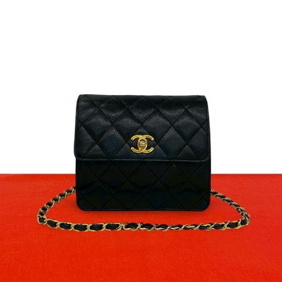 CHANEL シャネル マトラッセ ココマーク キャビアスキン ショルダーバッグ ブラック
28491