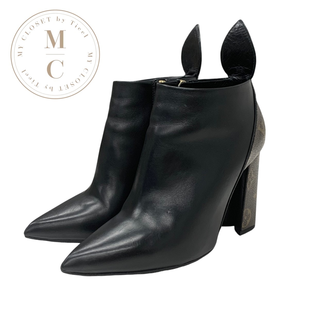 ルイヴィトン LOUIS VUITTON ロデオクイーンライン モノグラム ブーツ ショートブーツ 靴 シューズ レザー ブラック ブラウン アンクルブーツ