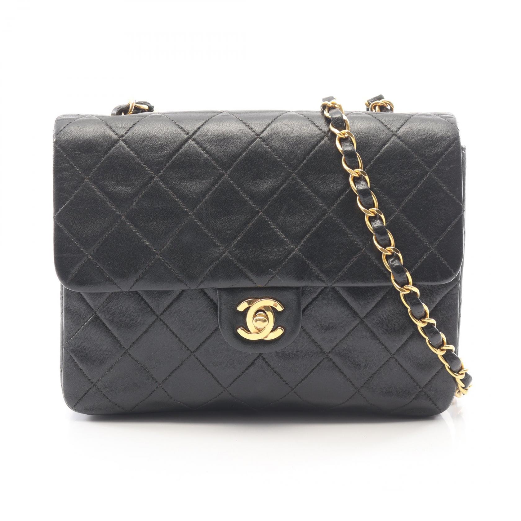 シャネル CHANEL ミニマトラッセ20 ショルダーバッグ バッグ ラムスキン(羊革) レディース ブラック系 A01163 【中古】