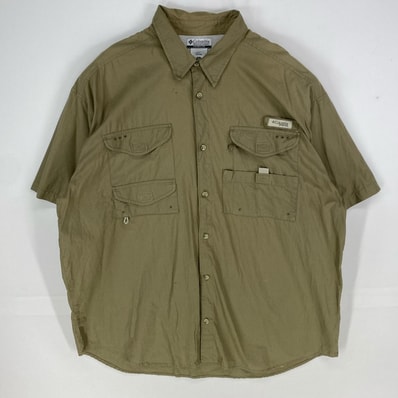 古着 コロンビア Columbia 半袖シャツ ボタンダウン PFG アウトドア フィッシング ショートスリーブ XL ベージュ系 メンズ