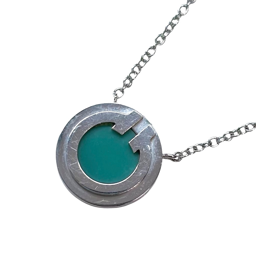TIFFANY&Co. ティファニー ネックレス Tトゥー ペンダント ジュエリー アクセサリー アジャスター付き 18金WG Au750 K18ホワイトゴールド    ターコイズ シルバー レディース 約12.9g【中古品】