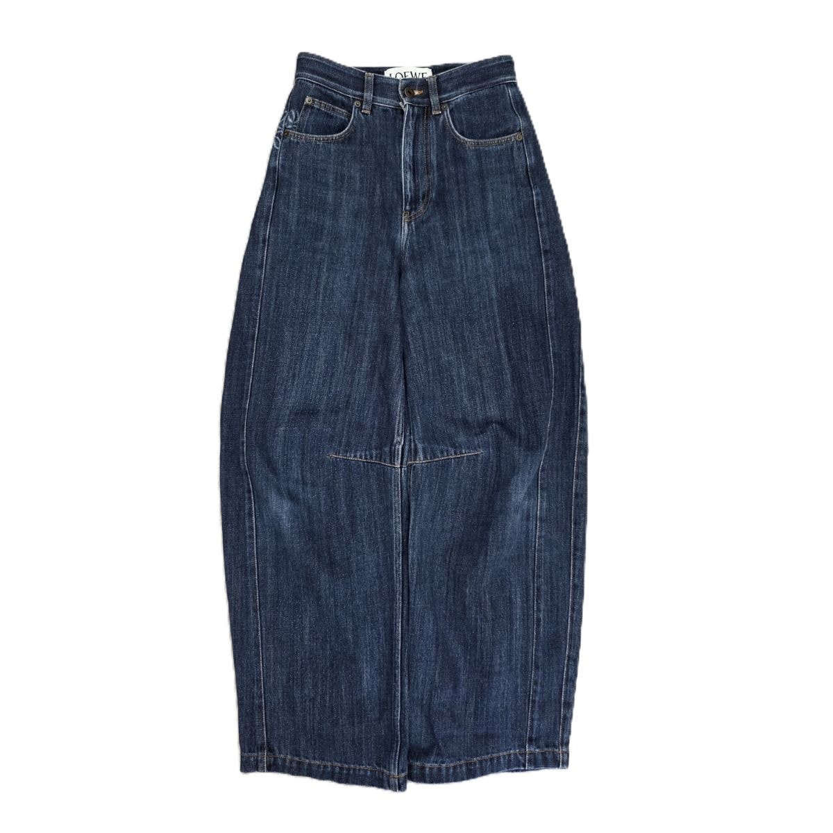 LOEWE ロエベ ANAGRAM BARREL JEANS アナグラム バレル ジップフライデニムパンツ デニムパンツ S359Y11XCQ 32 コットン インディゴ レディース【中古】