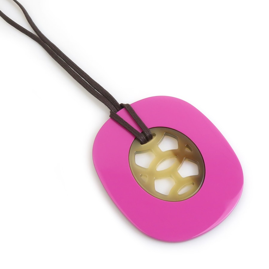 エルメス HERMES ネックレス ペンダント ラッカーウッド/バッファローホーン パープル系 ユニセックス【中古】 r10934g