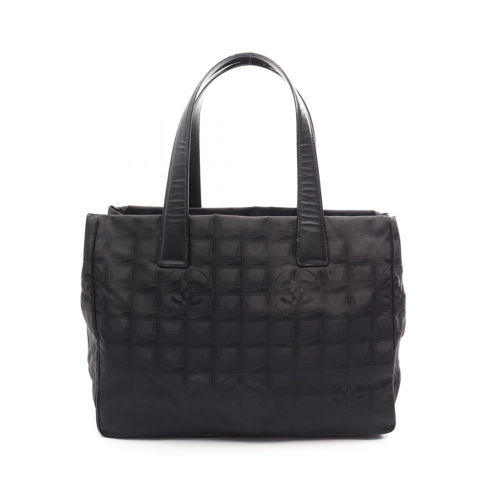 シャネル CHANEL ニュートラベルラインMM トートバッグ バッグ レザー ナイロンキャンバス レディース ブラック系 A15991 【中古】