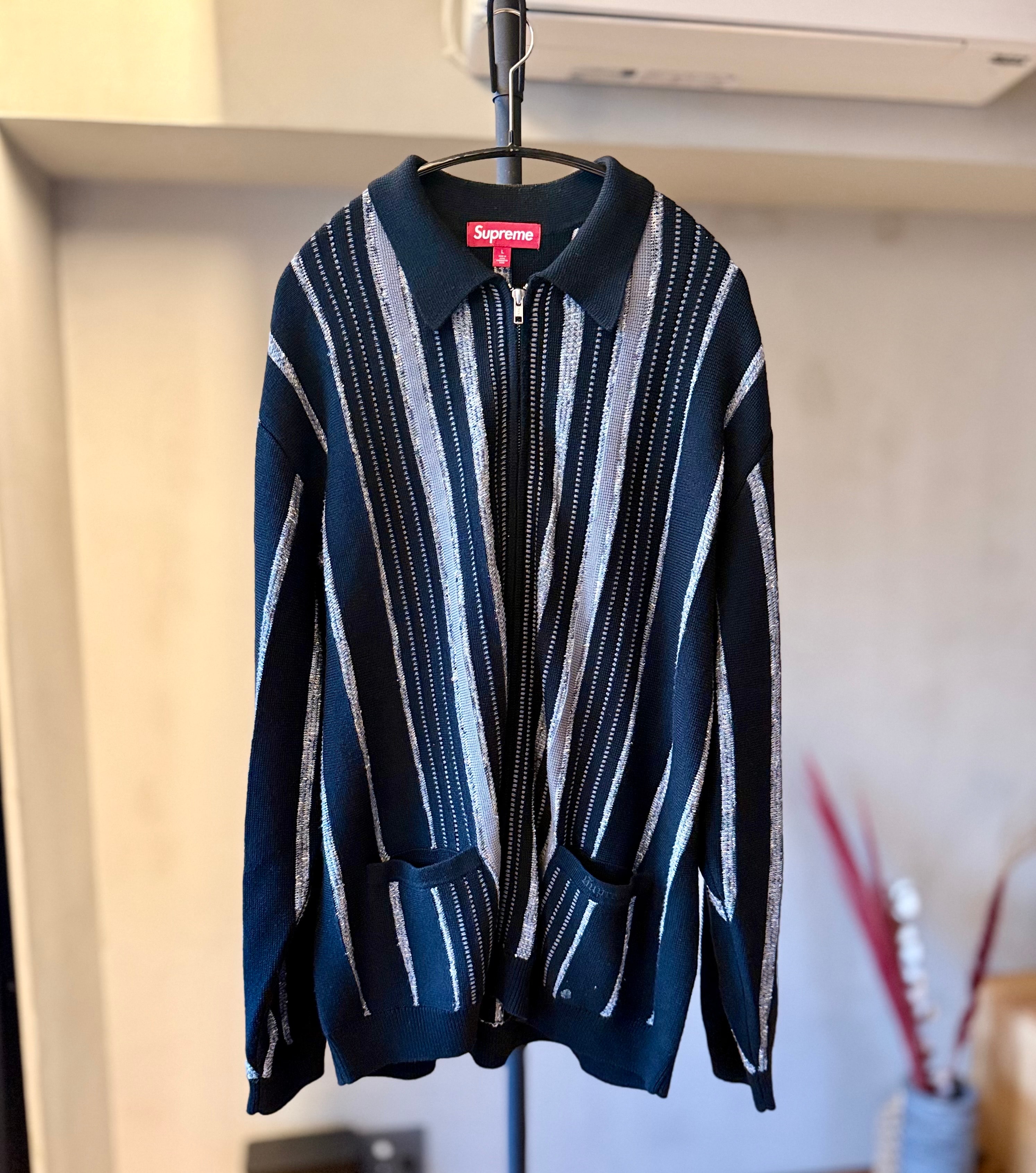 Supreme Speckle Stripe Zip Up Cardigan 