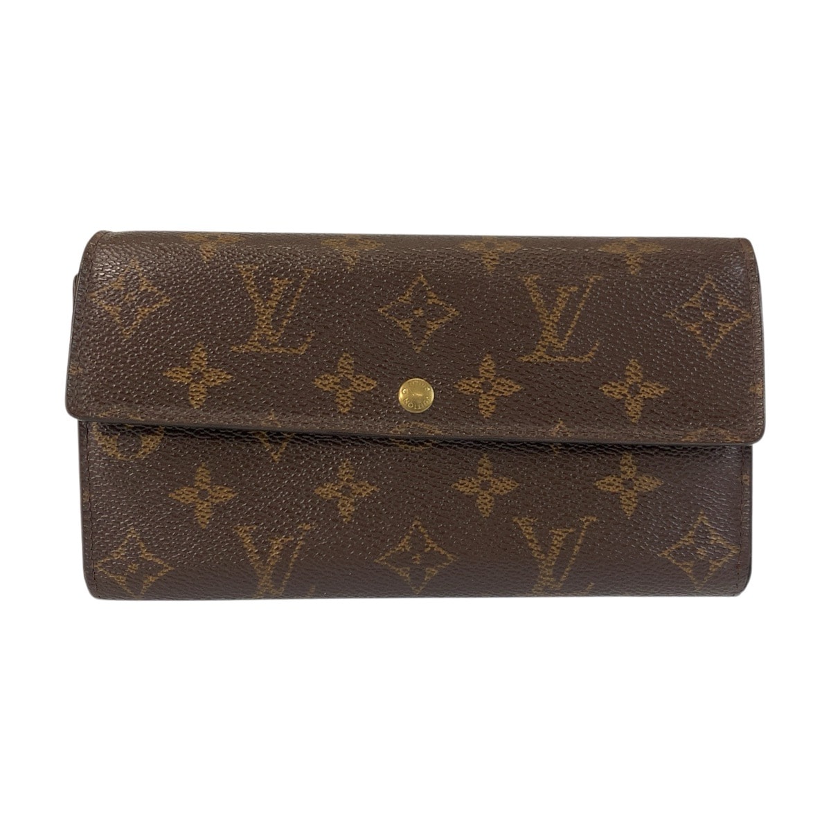 LOUIS VUITTON ルイヴィトン モノグラム ポシェット ポルトモネ クレディ ブラウン ゴールド金具 PVC 長財布 ロングウォレット 506258 【中古】