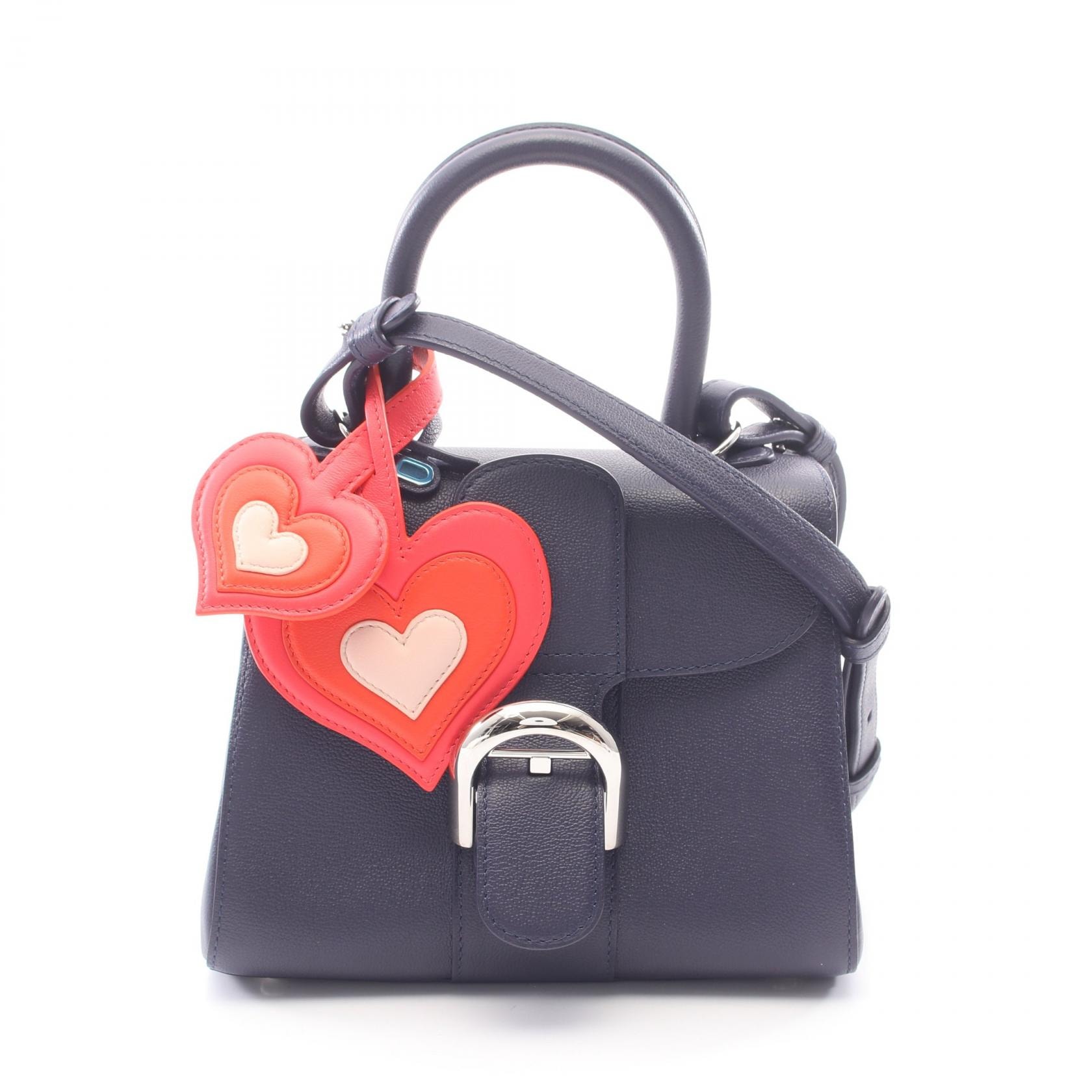 デルヴォー Delvaux ブリヨン ミニ 2WAY ハンドバッグ バッグ レザー レディース ネイビー系 AA0406 【中古】