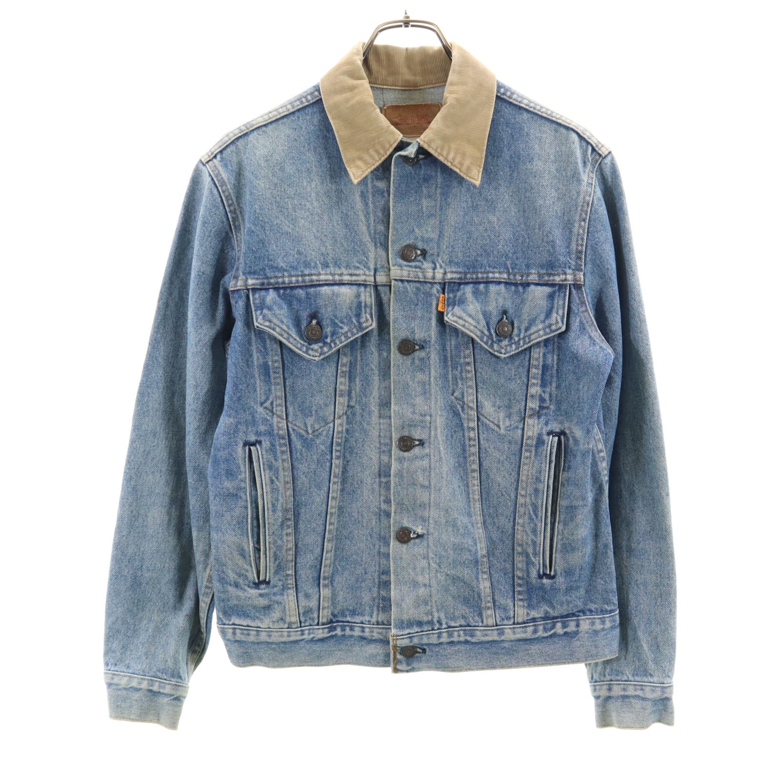 Levi's リーバイス 80s 70904 USA製 オレンジタブ デニムジャケット 36 ブルー ジージャン 襟コーデュロイ