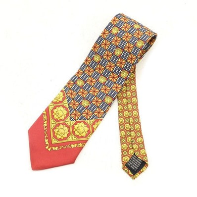 Gianni Versace ジャンニヴェルサーチ イタリア製 ワイド シルク 総柄 ネクタイ レッド
