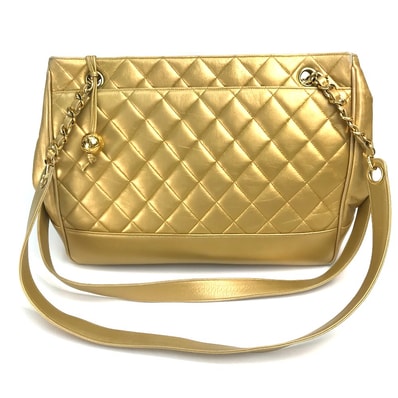シャネル CHANEL マトラッセ ココボール カバン チェーントート ショルダーバッグ ラムスキン ゴールド×ゴールド金具