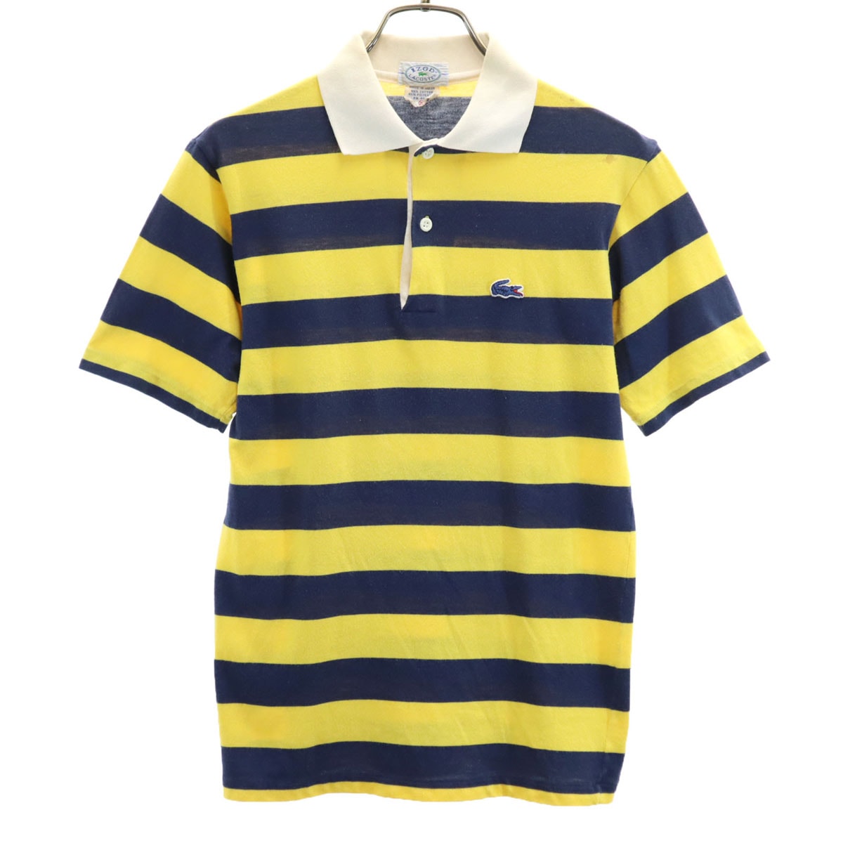 IZOD LACOSTE アイゾットラコステ 80s 日本製 ヴィンテージ ボーダー柄 半袖 ポロシャツ 20 イエロー系