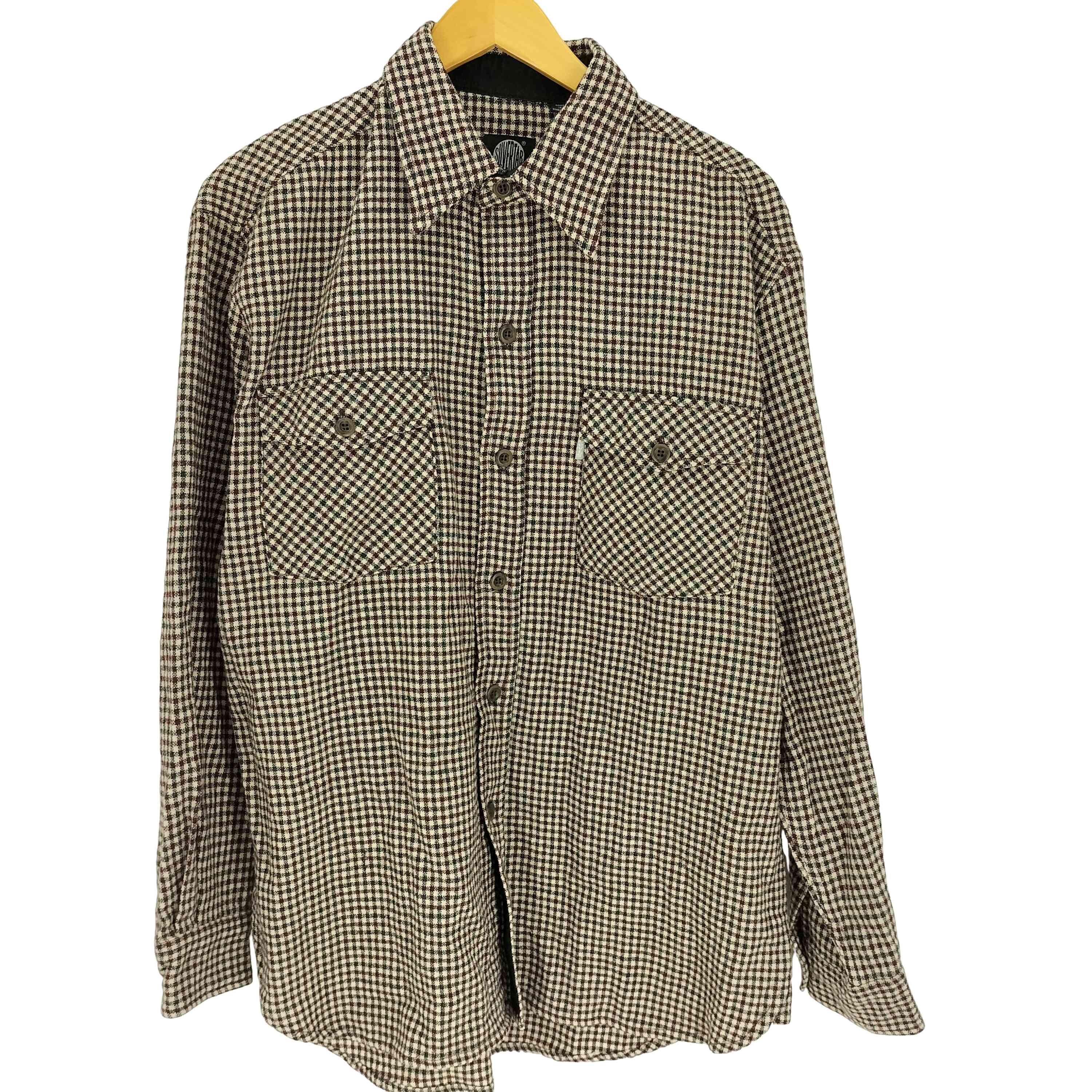90S 香港製 SILVERTAB シルバータブ グラフチェック フラップポケット L/S ウール シャツ【1140212301713】