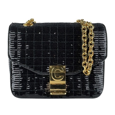セリーヌ CELINE ショルダーバッグ Cミディアム スパンコール/レザー ブラック レディース【中古】 z9700