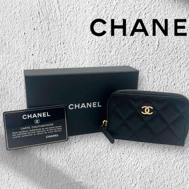 シャネル マトラッセ キャビアスキン コインケース 財布 ブラック ゴールド金具 ★ギャラ付★★美品★