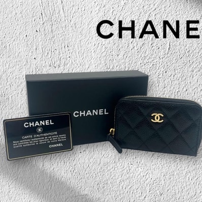 シャネル マトラッセ キャビアスキン コインケース 財布 ブラック ゴールド金具 ★ギャラ付★★美品★