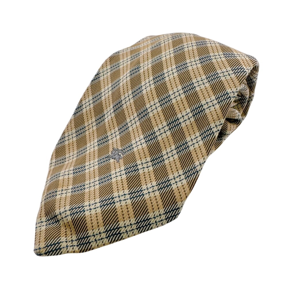 バーバリー BURBERRY ネクタイ チェック ホースロゴ イエロー
