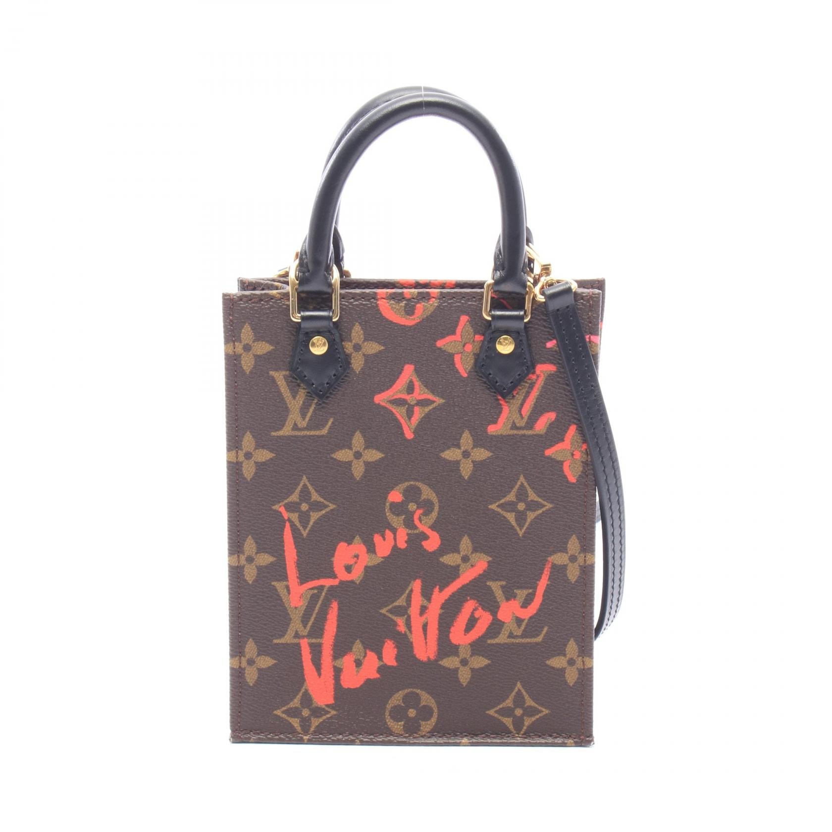 ルイ・ヴィトン LOUIS VUITTON プティット サックプラ モノグラムフォールインラブ ハンドバッグ バッグ PVCコーティングキャンバス レザー レディース ブラウン系 / ブラック系 / マルチカラー M80839 【中古】