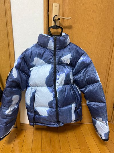 Supreme x The North Face Bleached Denim Print Nuptse Jacket "Indigo"