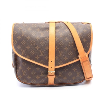 ルイ・ヴィトン LOUIS VUITTON ソミュール35 モノグラム ショルダーバッグ バッグ PVCコーティングキャンバス レザー レディース ブラウン系 M42254 【中古】