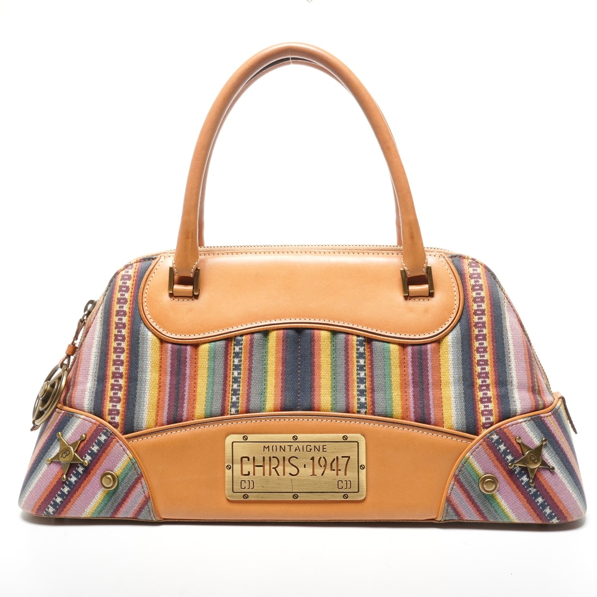 ディオール Dior 2002 モンテーニュ カディラック ジョン・ガリアーノ キャンバス レザー ハンドバッグ【中古】