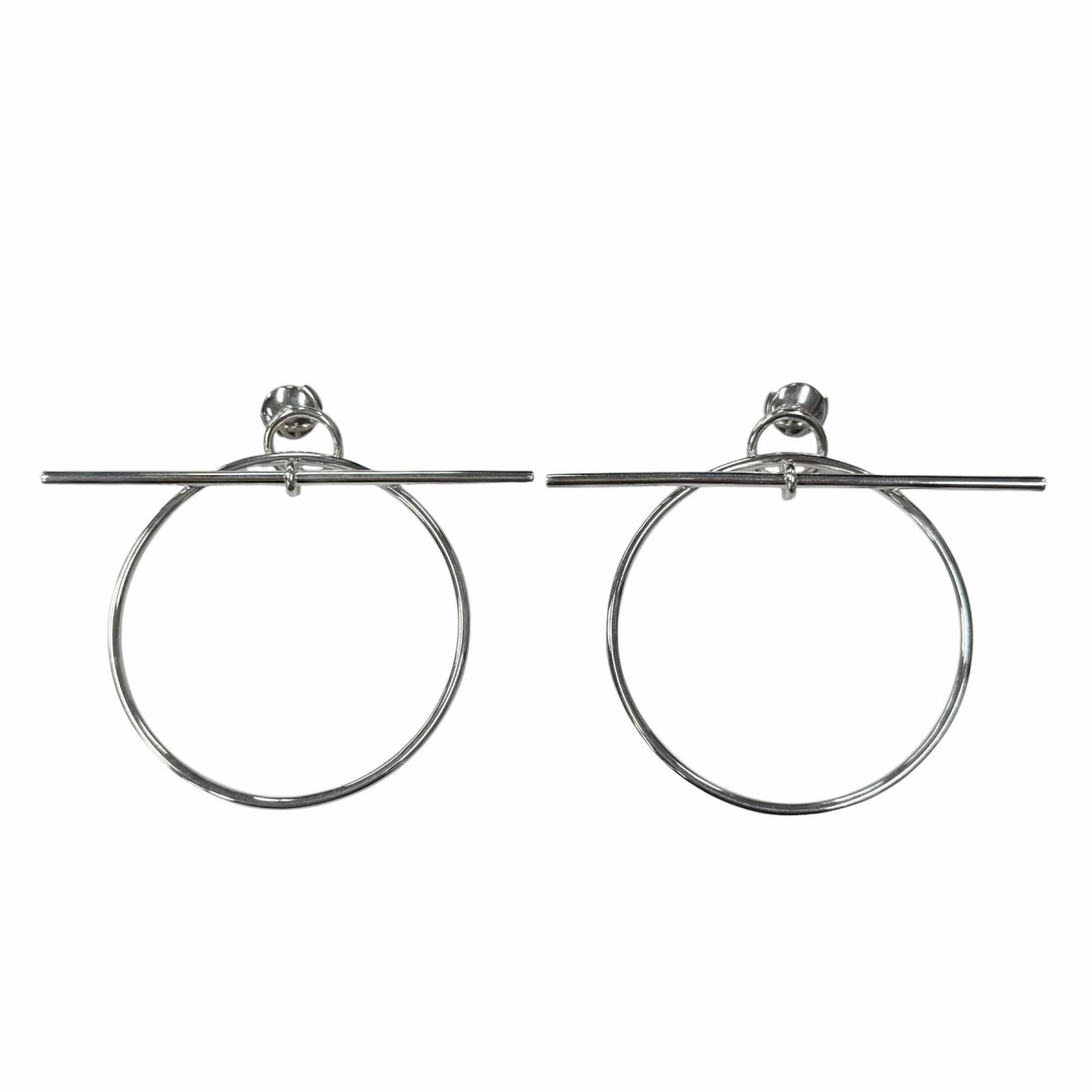 美品 エルメス ピアス ループMM シルバー レディース