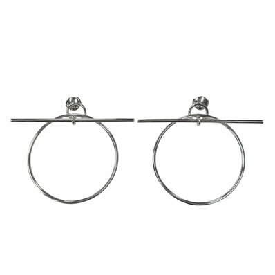 美品 エルメス ピアス ループMM シルバー レディース