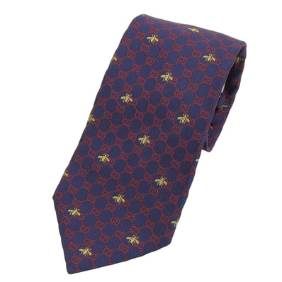 美品 グッチ ネクタイ ネイビー メンズ 148×7cm 545078