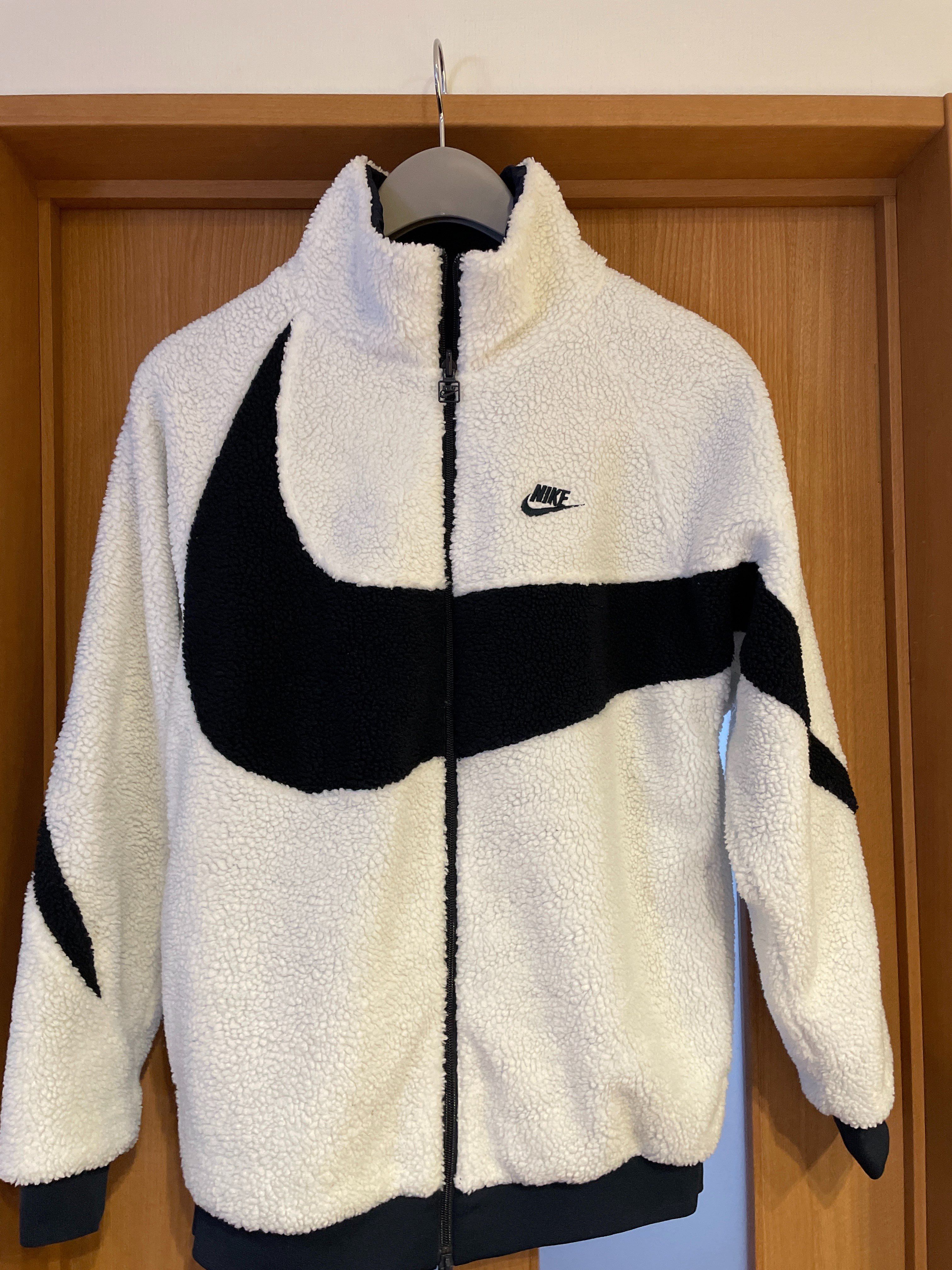 Nike Big Swoosh Reversible Boa Jacket "Sail/Dark Obsidian"