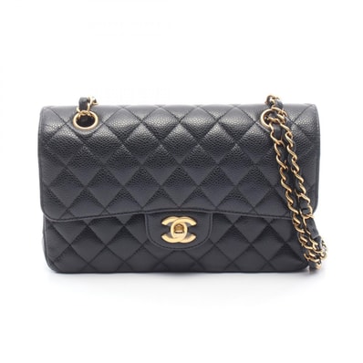 シャネル CHANEL マトラッセ Wフラップ ショルダーバッグ バッグ カーフ(牛革) レディース ブラック系 A01113 【中古】