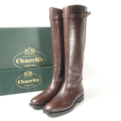 ■美品■CHURCH'S チャーチ MICHELLE NEVADA EBONY ブーツ サイズ36 1/2 ロングブーツ ストラップ レザー ブランド古着【中古】20260109/RA6979