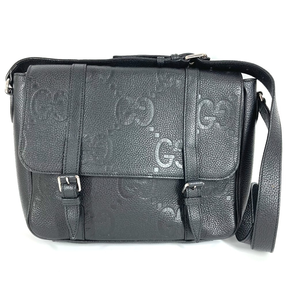 グッチ GUCCI ジャンボGG ミディアム メッセンジャーバッグ 760234 GG JUMBO MD カバン 斜め掛け ショルダーバッグ レザー ブラック