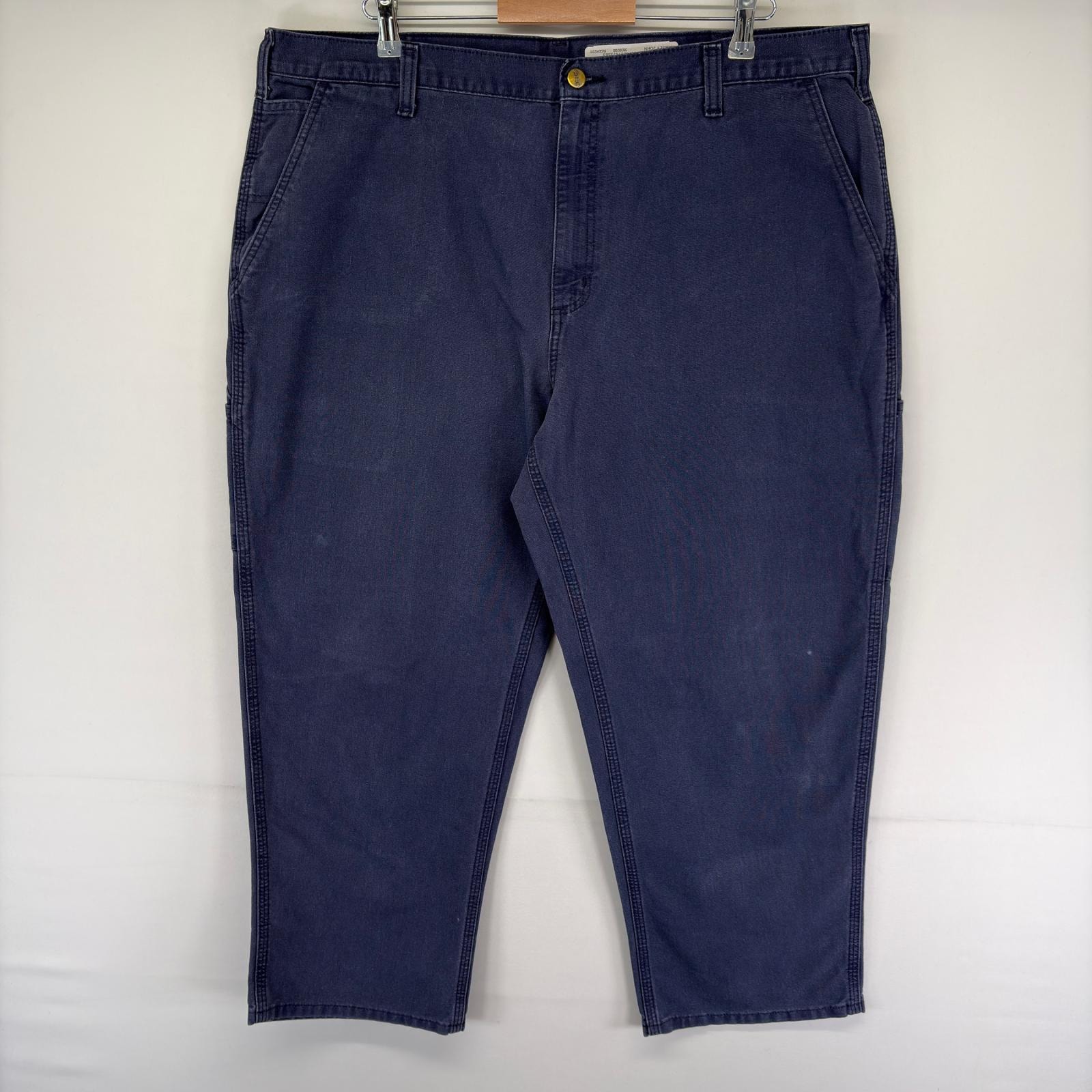 古着 カーハート Carhartt ダック パンツ ワンポイント ジップフライ ツールポケット 大きいサイズ w42 L28  ネイビー系 メンズ