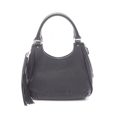 シャネル CHANEL ロゴ フリンジ ハンドバッグ バッグ レザー レディース ブラック系 A23055 【中古】