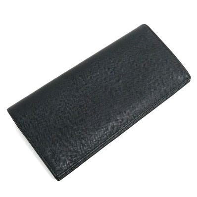 PRADA プラダ 長財布 ブラック 2MV836 053 F0002 エンボスロゴ メンズ【中古】