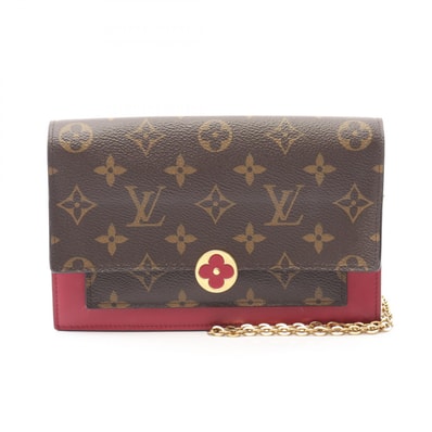 ルイ・ヴィトン LOUIS VUITTON ポルトフォイユ フロール チェーン ショルダーバッグ バッグ PVCコーティングキャンバス レザー モノグラム フューシャ レディース ブラウン系 / ピンク系 M69578 【中古】