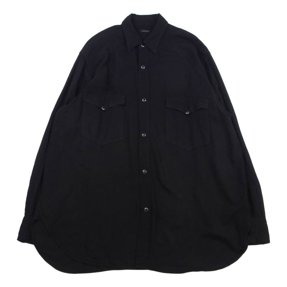COMOLI コモリ 長袖シャツ 25SS B01-02003 レーヨン ウエスタン シャツ ブラック系 2【中古】